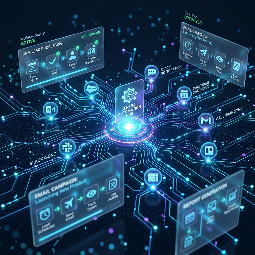 Workflow automation nodes and data pipeline visualization